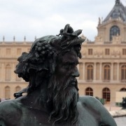 Het hoofd van het beeld Rhone in het tuin van het kasteel van Versailles